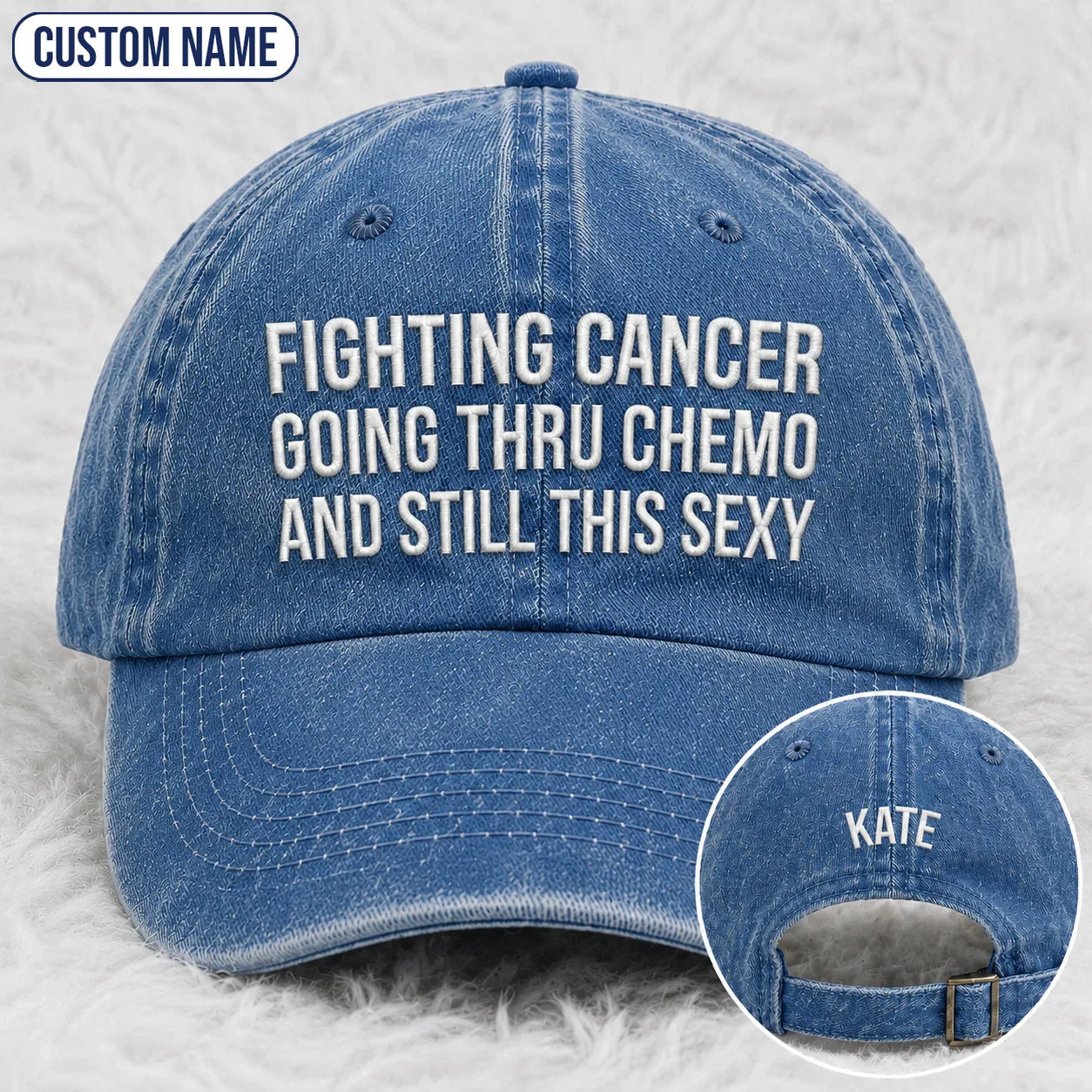 Personalized Still This Sexy Pink Ribbon Quote Embroidered Washed Cap, Awareness Gift