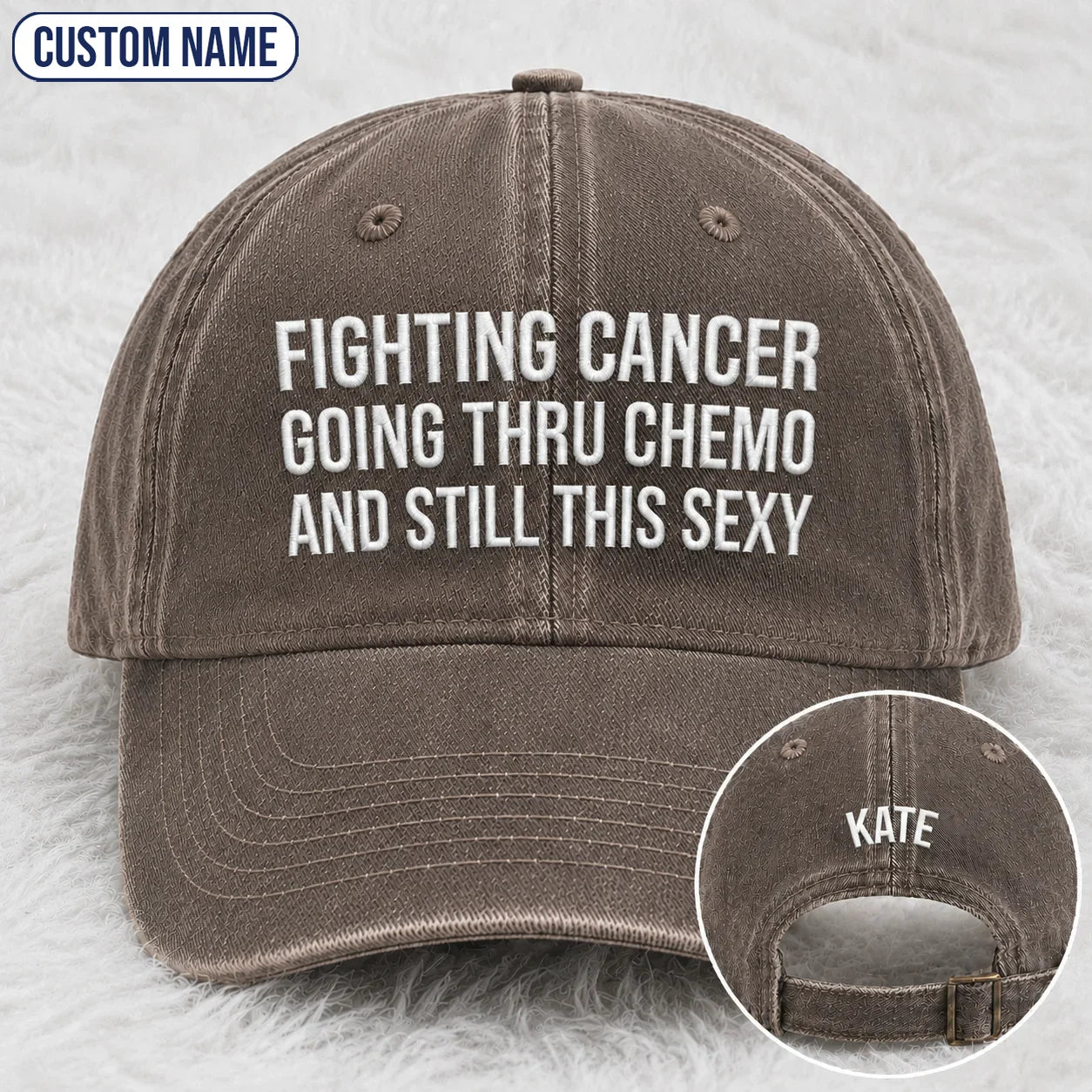 Personalized Still This Sexy Pink Ribbon Quote Embroidered Washed Cap, Awareness Gift