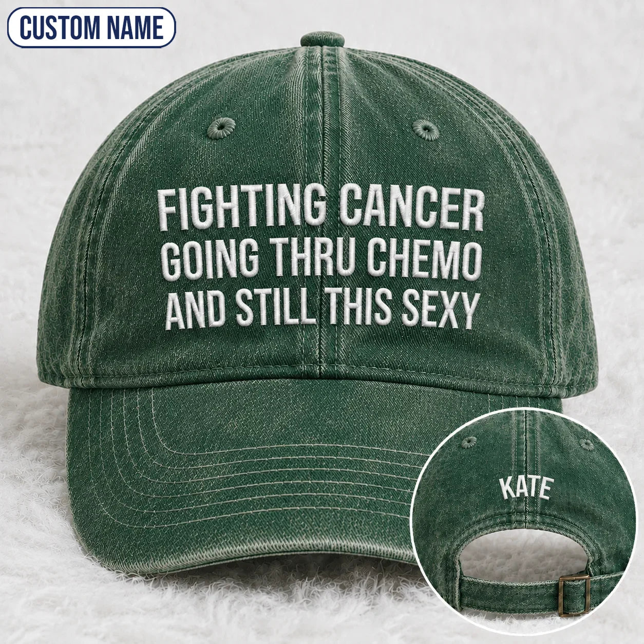 Personalized Still This Sexy Pink Ribbon Quote Embroidered Washed Cap, Awareness Gift