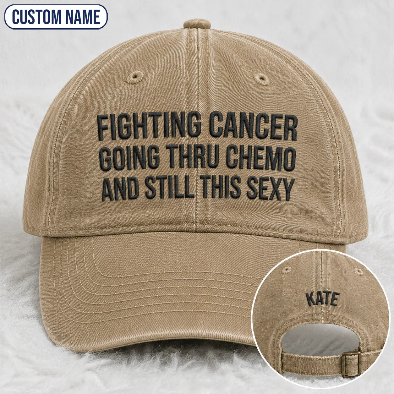 Personalized Still This Sexy Pink Ribbon Quote Embroidered Washed Cap, Awareness Gift