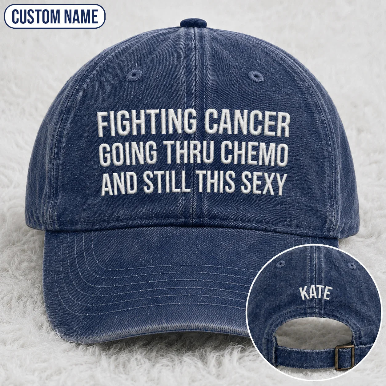 Personalized Still This Sexy Pink Ribbon Quote Embroidered Washed Cap, Awareness Gift
