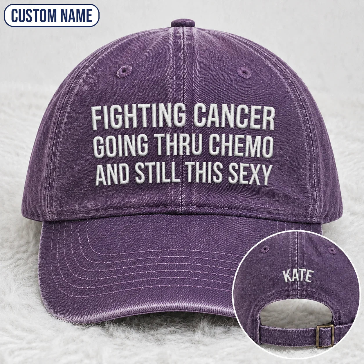 Personalized Still This Sexy Pink Ribbon Quote Embroidered Washed Cap, Awareness Gift