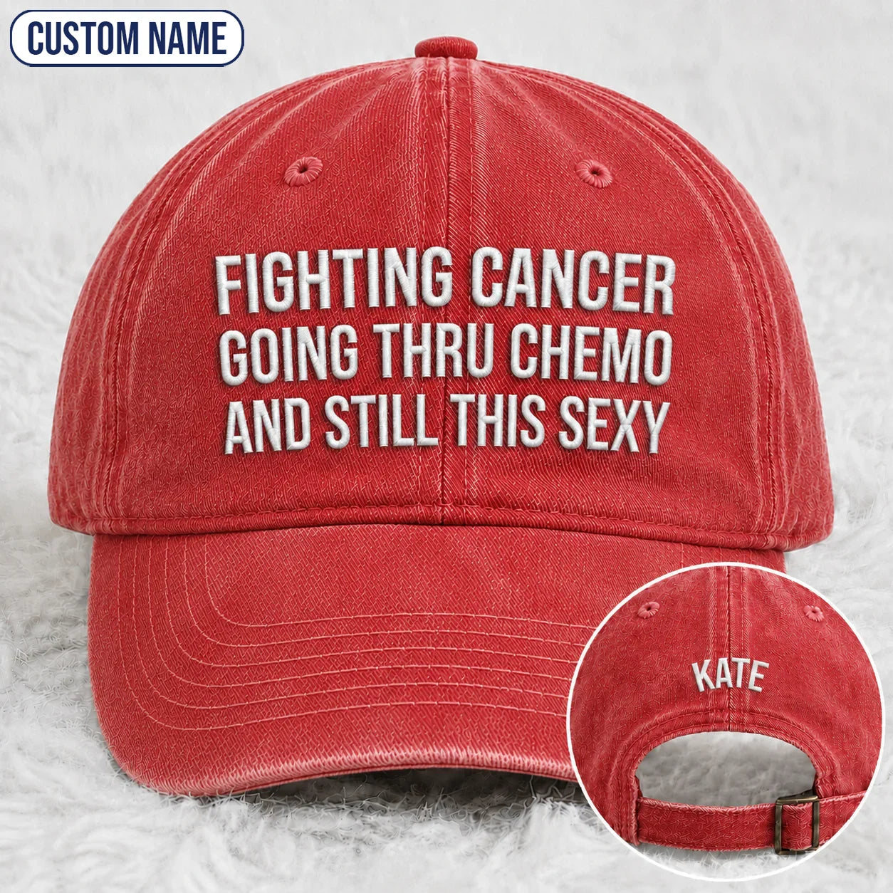Personalized Still This Sexy Pink Ribbon Quote Embroidered Washed Cap, Awareness Gift