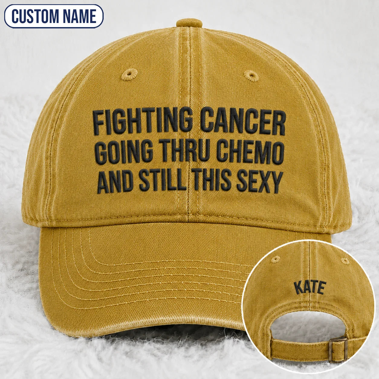 Personalized Still This Sexy Pink Ribbon Quote Embroidered Washed Cap, Awareness Gift