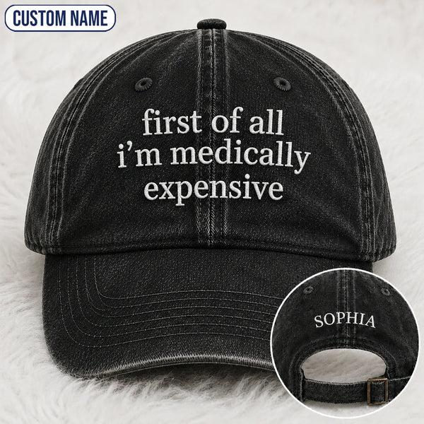 Personalized First Of All Pink Ribbon Quote Embroidered Washed Cap, Awareness Gift