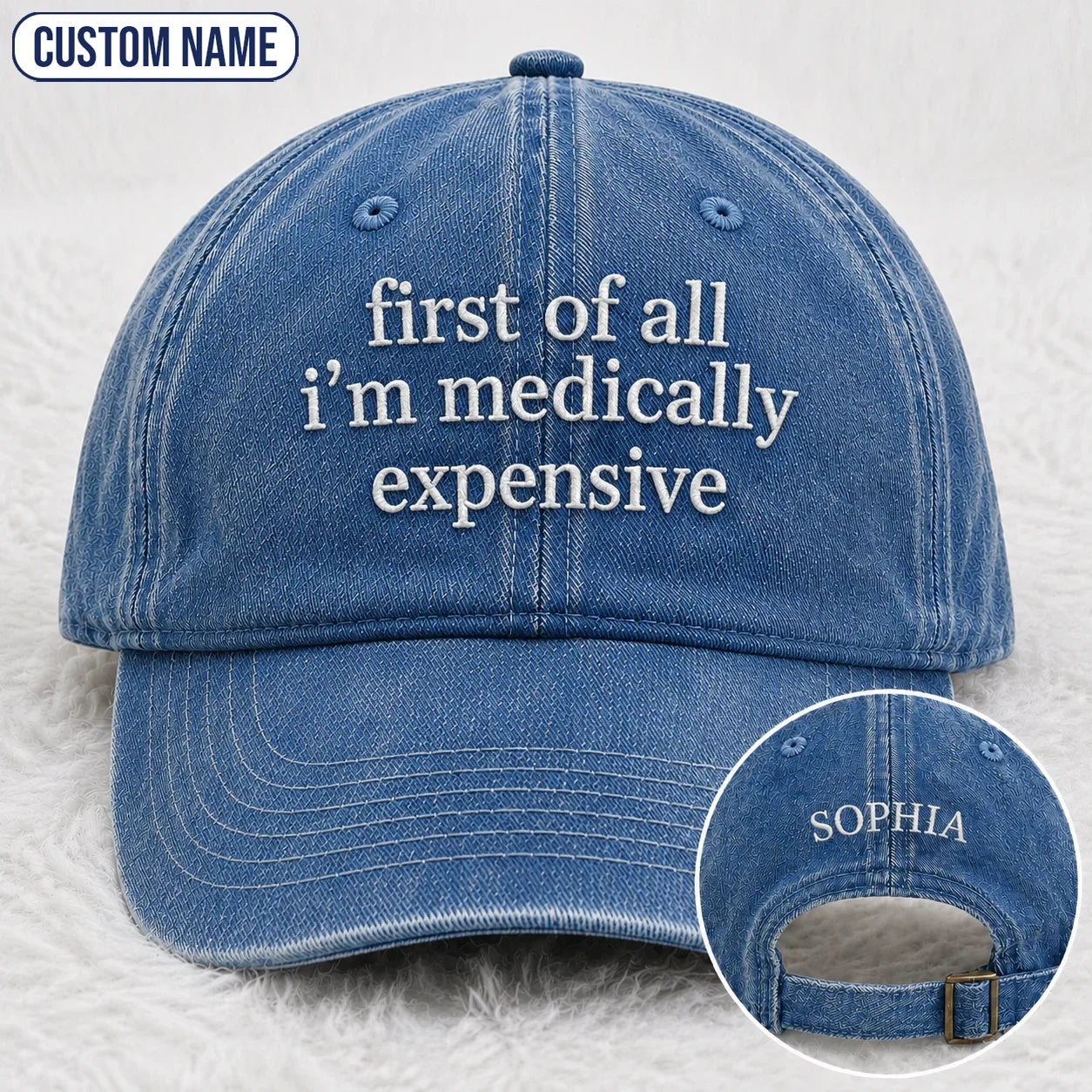 Personalized First Of All Pink Ribbon Quote Embroidered Washed Cap, Awareness Gift