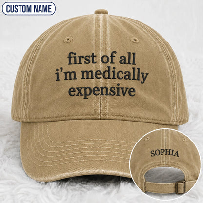 Personalized First Of All Pink Ribbon Quote Embroidered Washed Cap, Awareness Gift