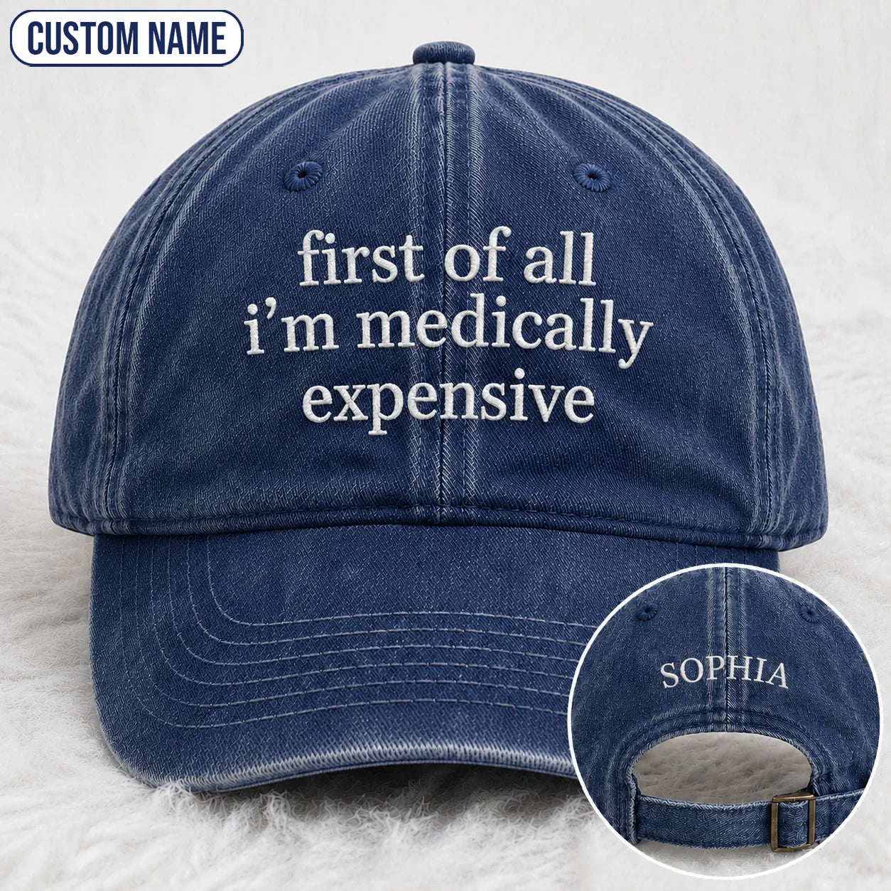 Personalized First Of All Pink Ribbon Quote Embroidered Washed Cap, Awareness Gift