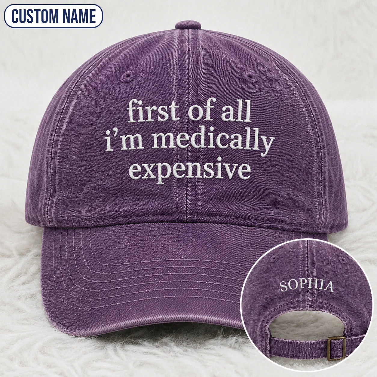 Personalized First Of All Pink Ribbon Quote Embroidered Washed Cap, Awareness Gift