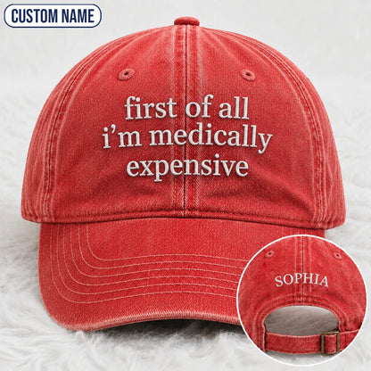 Personalized First Of All Pink Ribbon Quote Embroidered Washed Cap, Awareness Gift