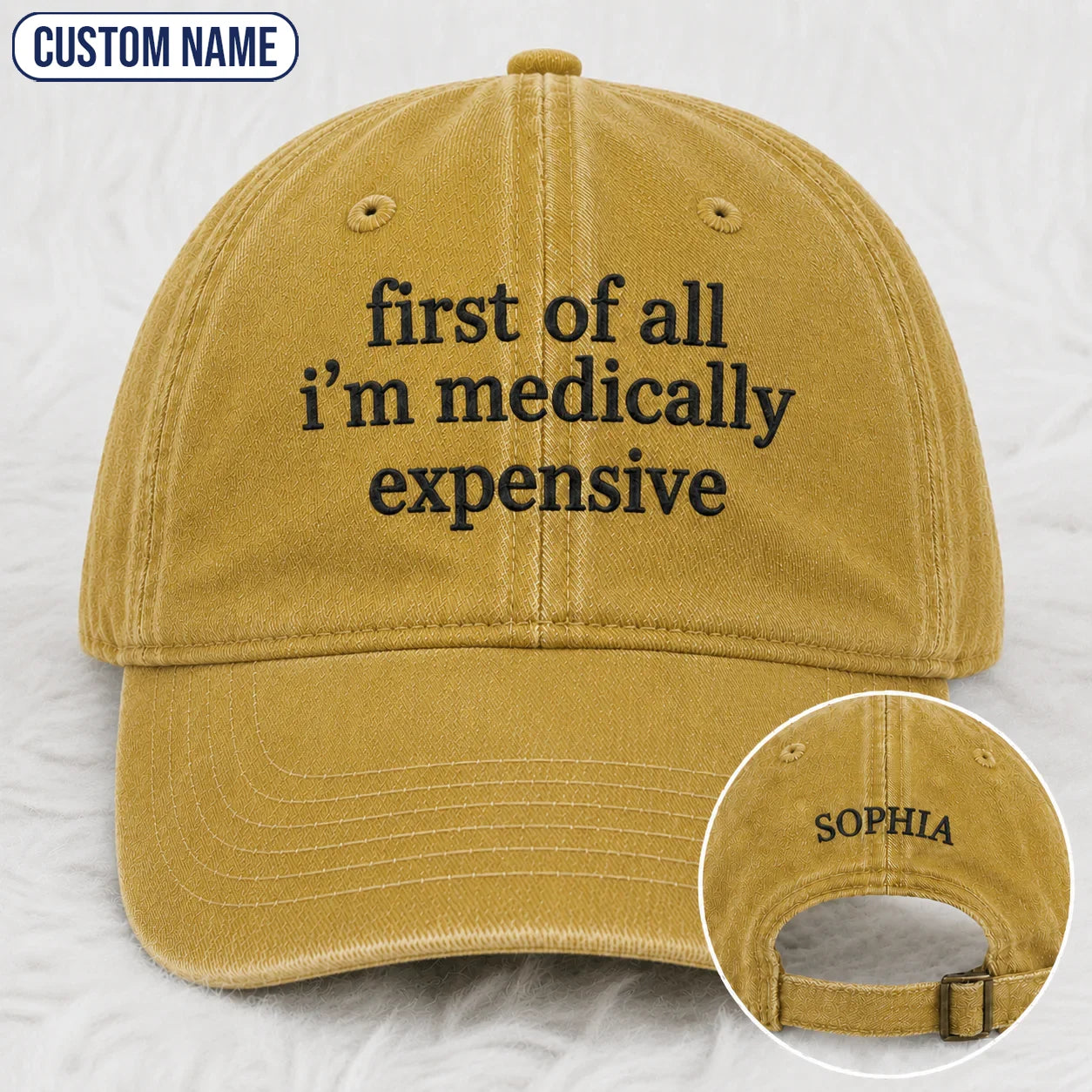 Personalized First Of All Pink Ribbon Quote Embroidered Washed Cap, Awareness Gift