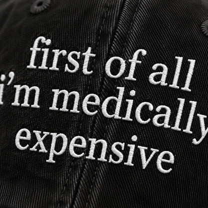 Personalized First Of All Pink Ribbon Quote Embroidered Washed Cap, Awareness Gift
