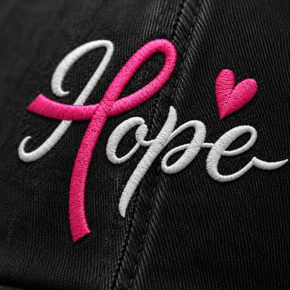 Personalized Hope Pink Ribbon Embroidered Washed Cap, Awareness Gift