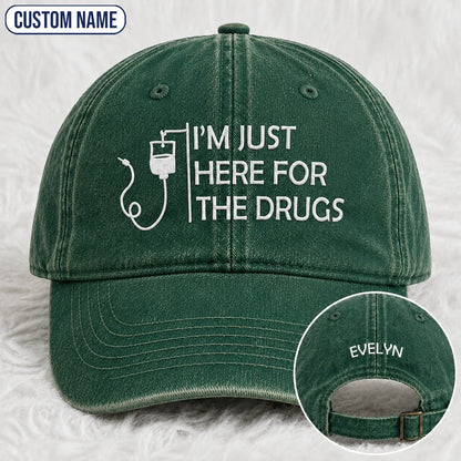 Personalized I’m Just Here Quote Embroidered Washed Cap, Awareness Gift