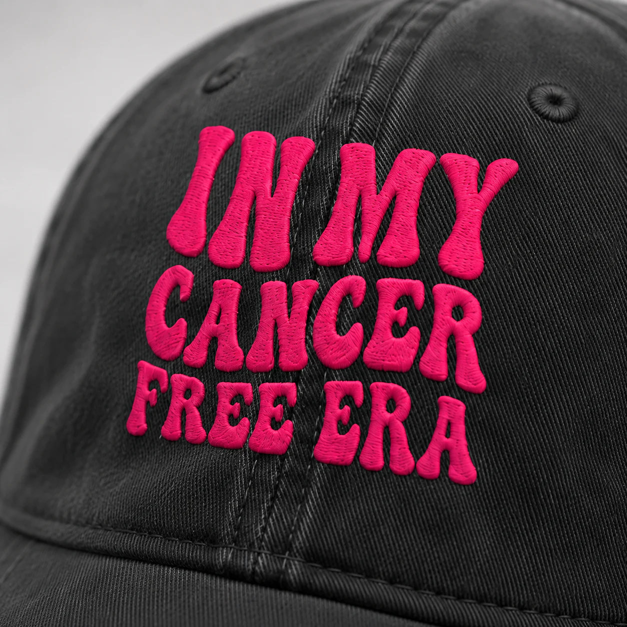 Personalized In My Free Era Pink Ribbon Embroidered Washed Cap, Awareness Gift