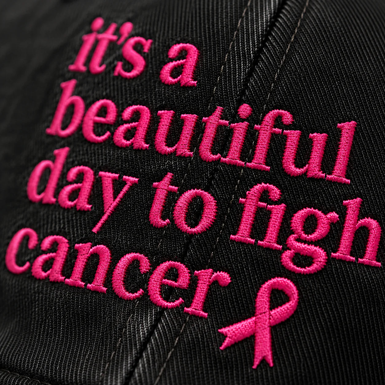Personalized Beautiful Day To Fight Pink Ribbon Embroidered Washed Cap, Awareness Gift