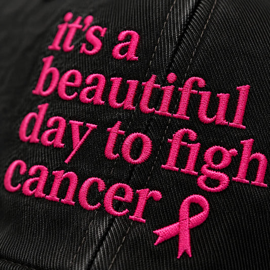 Personalized Beautiful Day To Fight Pink Ribbon Embroidered Washed Cap, Awareness Gift