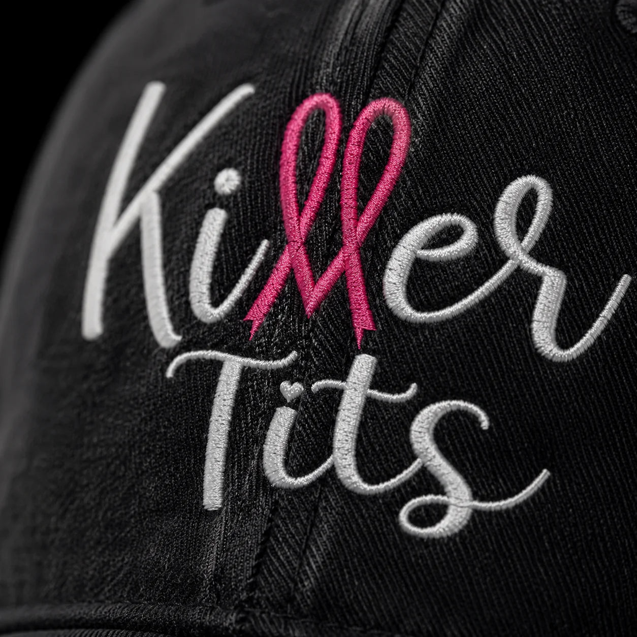 Personalized Killer Tts Pink Ribbon Embroidered Washed Cap, Awareness Gift