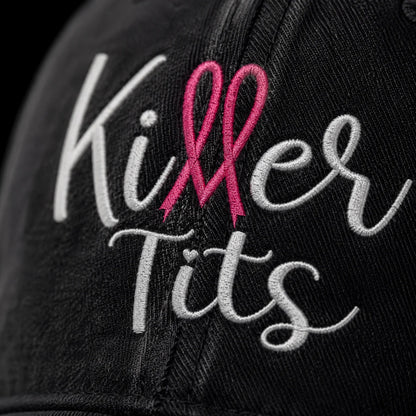 Personalized Killer Tts Pink Ribbon Embroidered Washed Cap, Awareness Gift