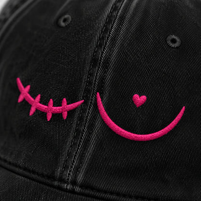 Personalized Pink Stitch Embroidered Washed Cap, Awareness Gift