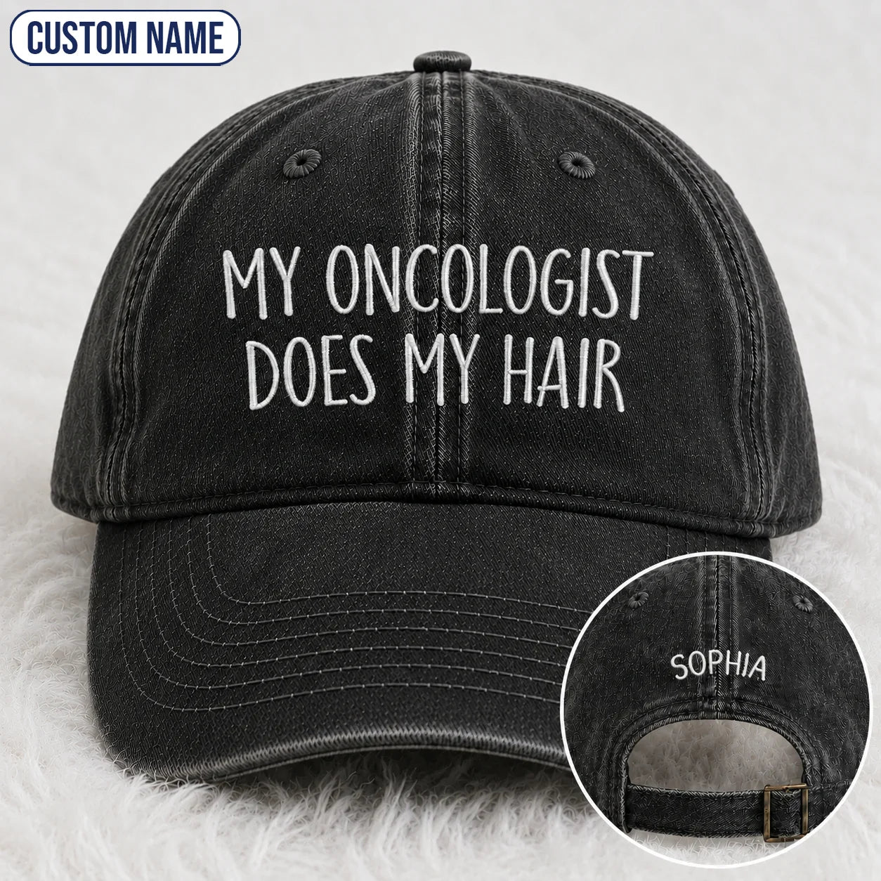 Personalized Does My Hair Embroidered Washed Cap, Awareness Gift