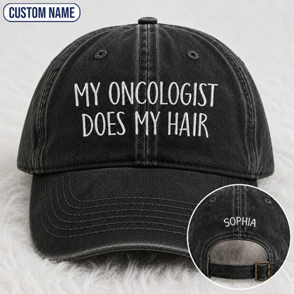 Personalized Does My Hair Embroidered Washed Cap, Awareness Gift
