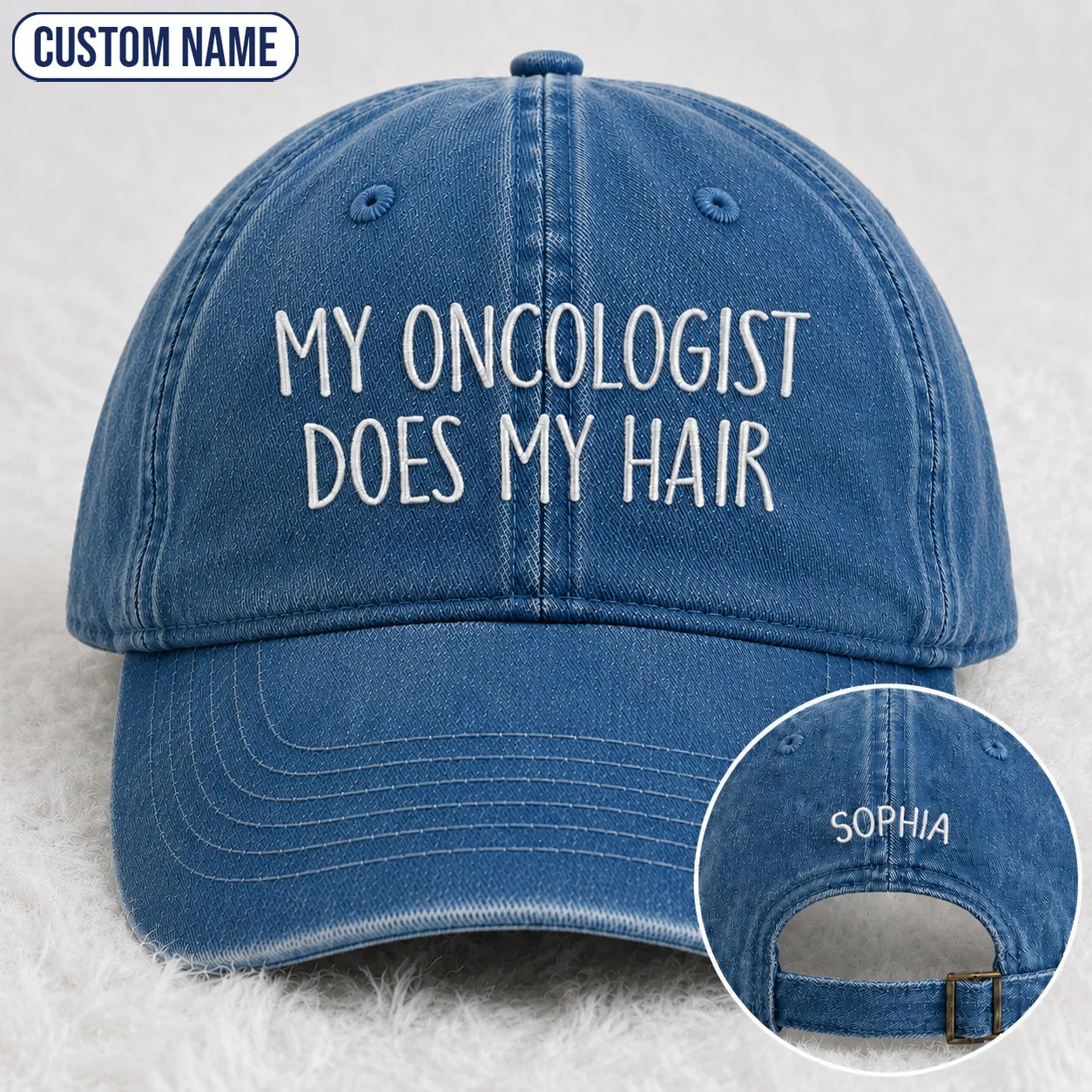 Personalized Does My Hair Embroidered Washed Cap, Awareness Gift