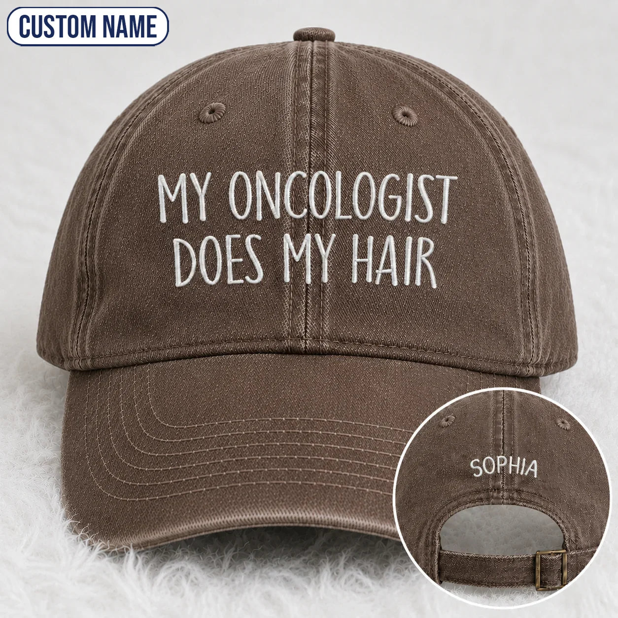 Personalized Does My Hair Embroidered Washed Cap, Awareness Gift
