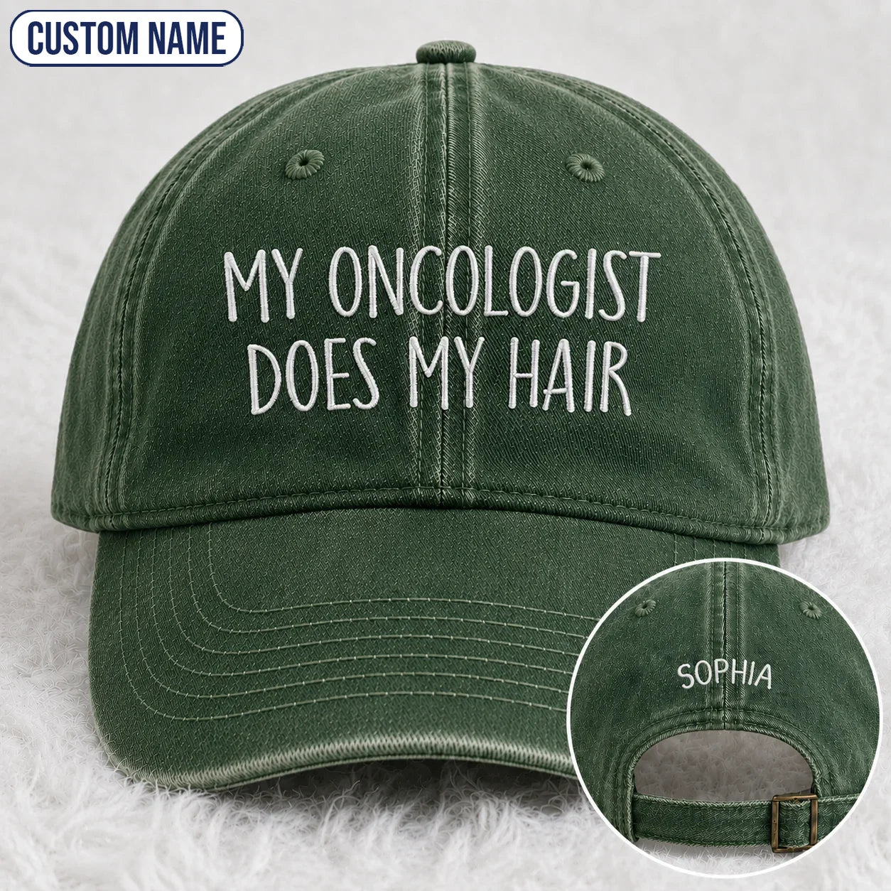 Personalized Does My Hair Embroidered Washed Cap, Awareness Gift