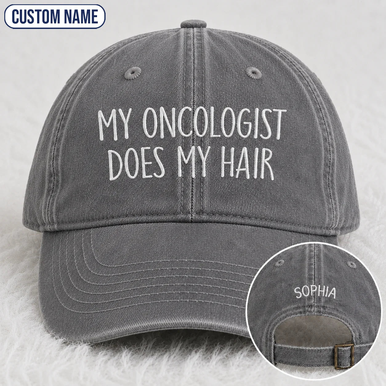 Personalized Does My Hair Embroidered Washed Cap, Awareness Gift