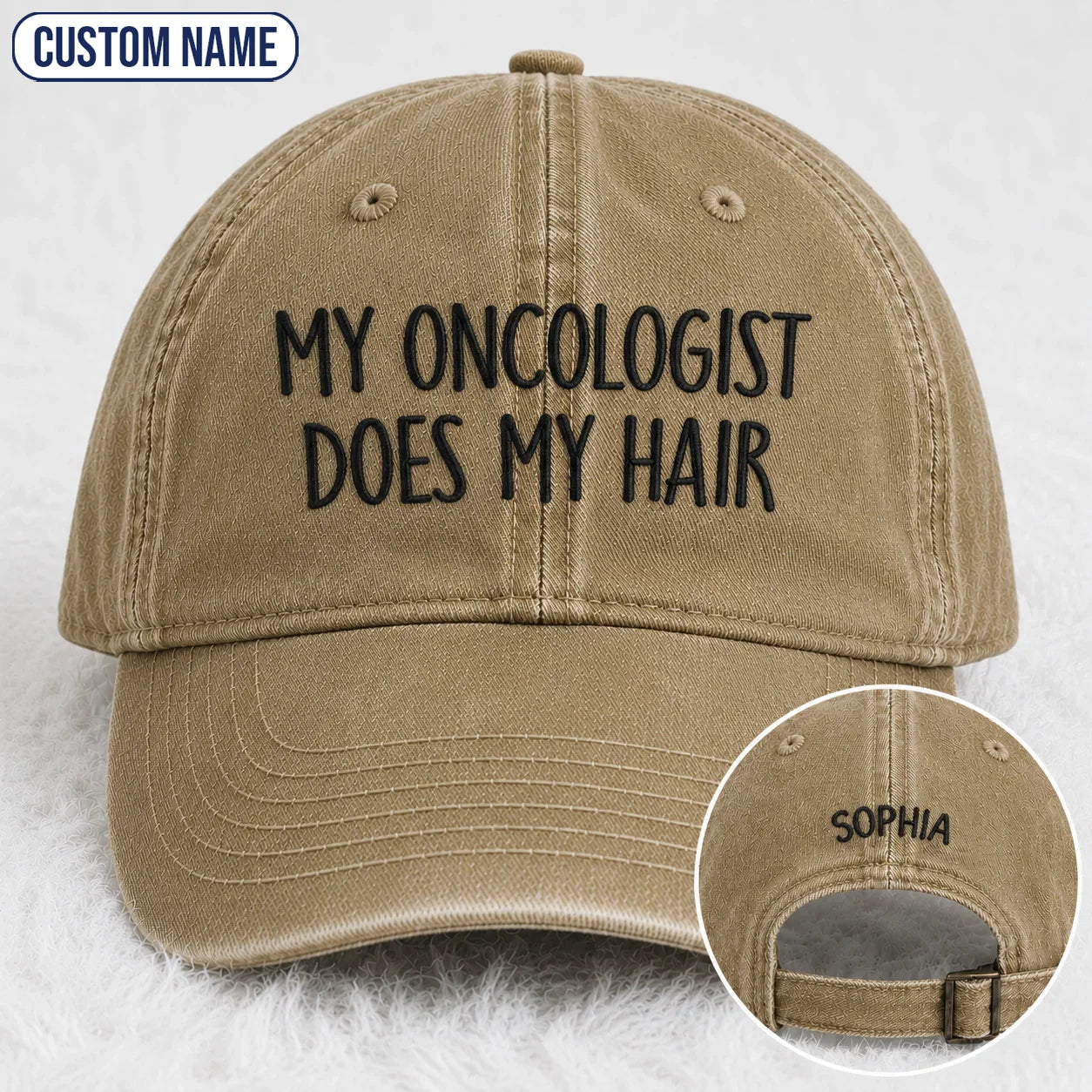 Personalized Does My Hair Embroidered Washed Cap, Awareness Gift
