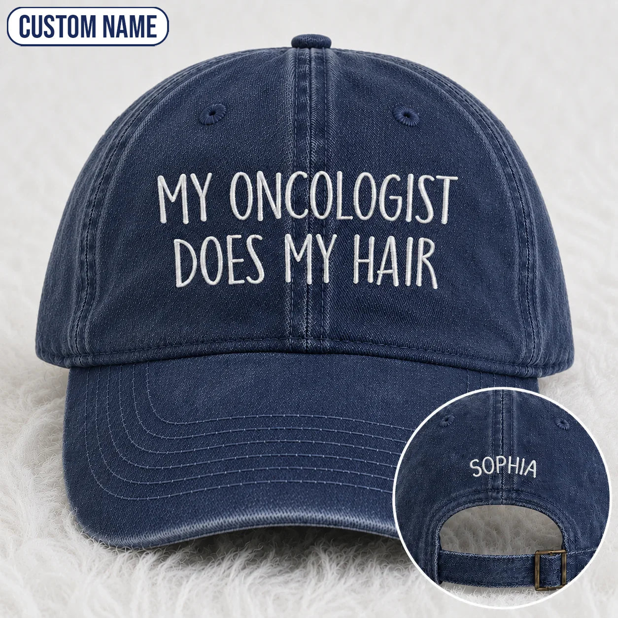 Personalized Does My Hair Embroidered Washed Cap, Awareness Gift