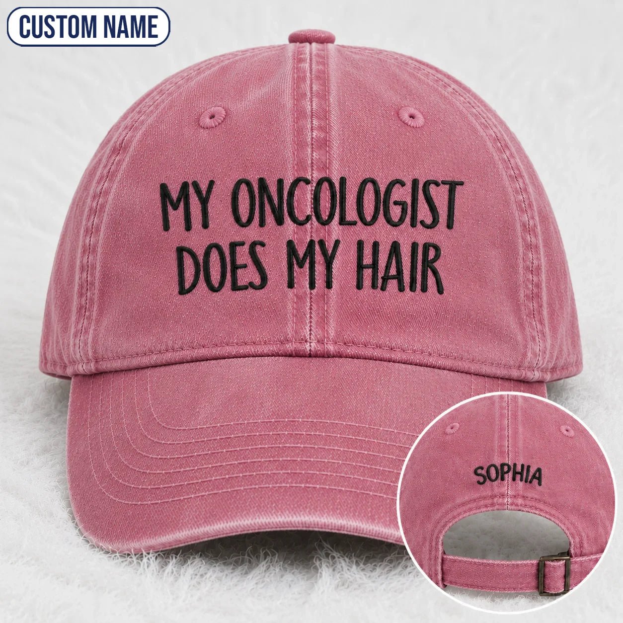 Personalized Does My Hair Embroidered Washed Cap, Awareness Gift