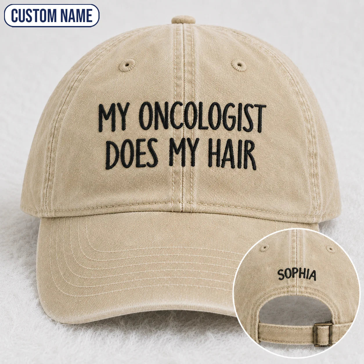 Personalized Does My Hair Embroidered Washed Cap, Awareness Gift