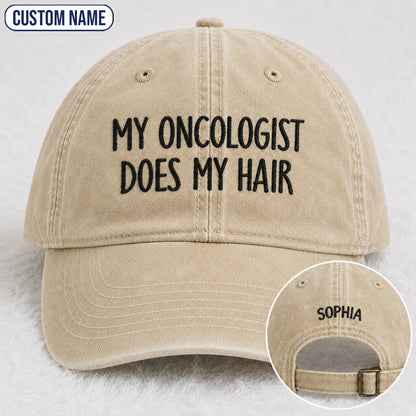 Personalized Does My Hair Embroidered Washed Cap, Awareness Gift