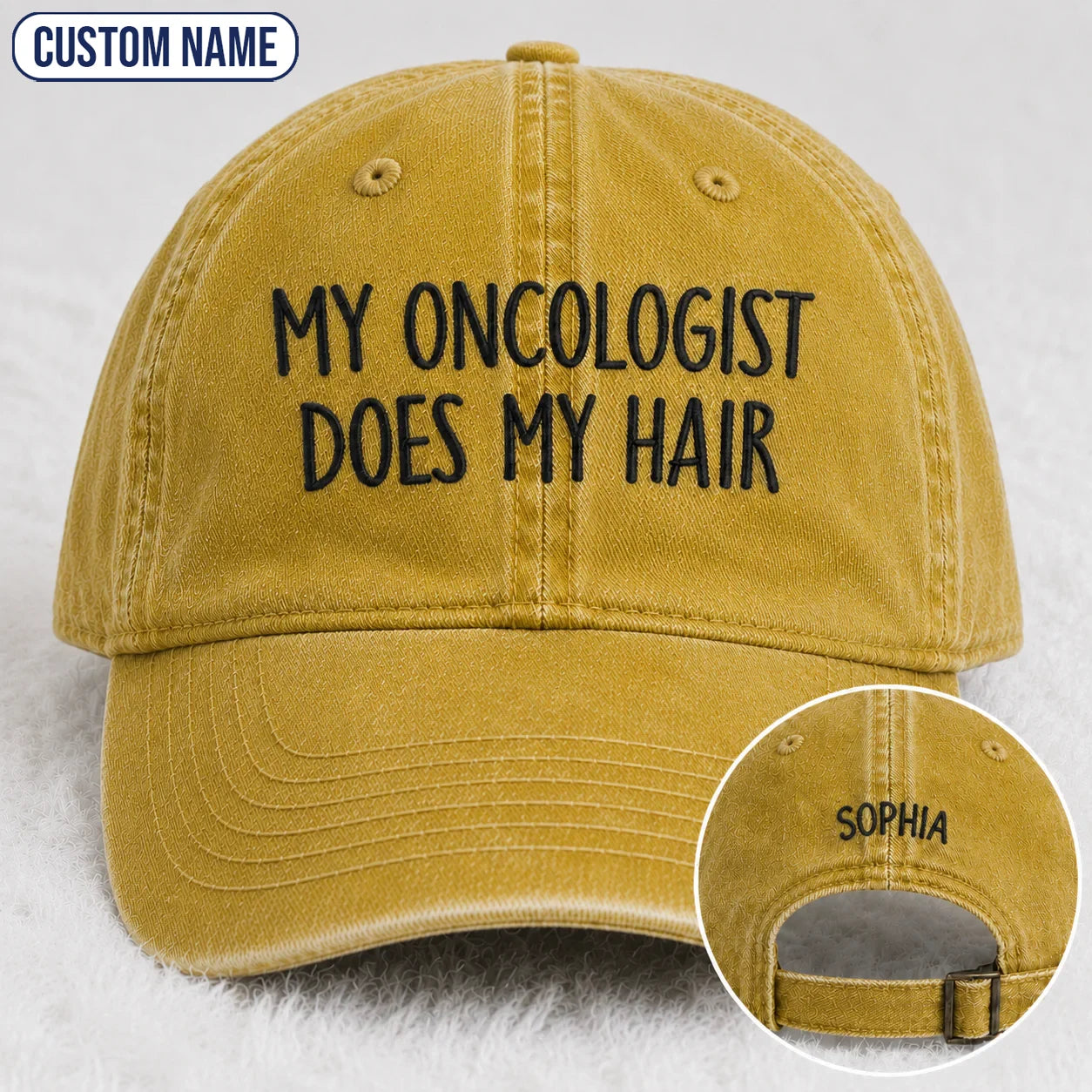 Personalized Does My Hair Embroidered Washed Cap, Awareness Gift