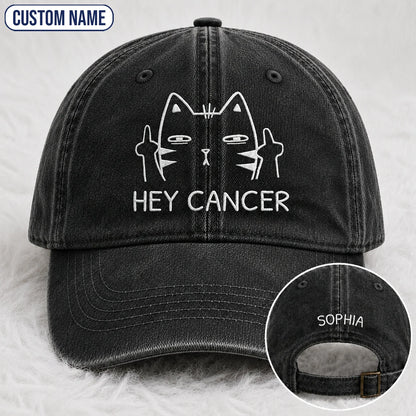 Personalized Sassy Cat Embroidered Washed Cap, Awareness Gift