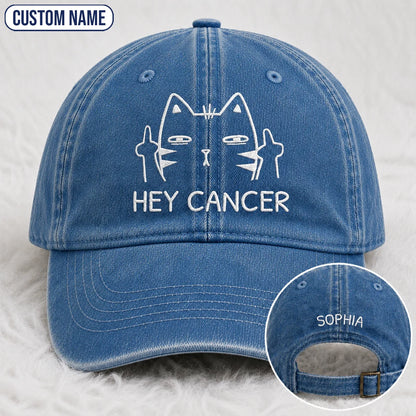 Personalized Sassy Cat Embroidered Washed Cap, Awareness Gift