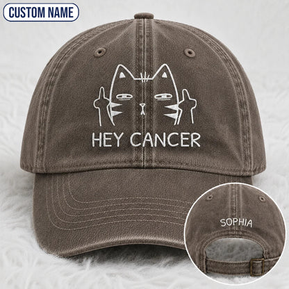 Personalized Sassy Cat Embroidered Washed Cap, Awareness Gift