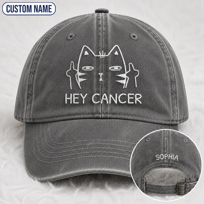 Personalized Sassy Cat Embroidered Washed Cap, Awareness Gift