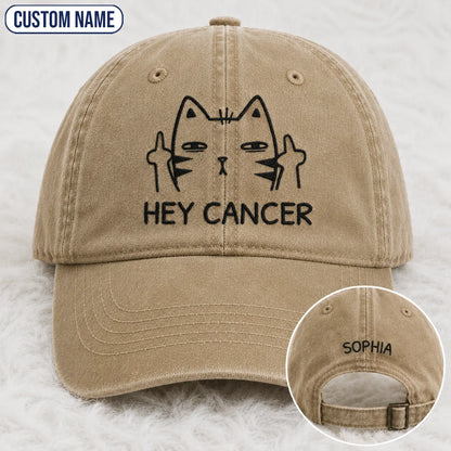 Personalized Sassy Cat Embroidered Washed Cap, Awareness Gift