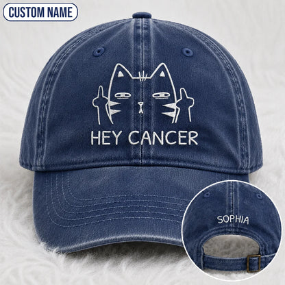 Personalized Sassy Cat Embroidered Washed Cap, Awareness Gift