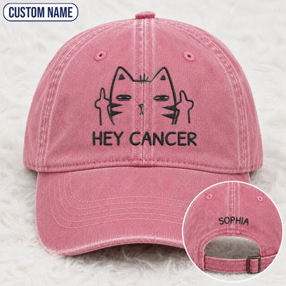 Personalized Sassy Cat Embroidered Washed Cap, Awareness Gift
