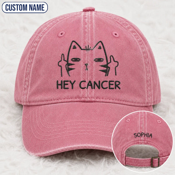 Personalized Sassy Cat Embroidered Washed Cap, Awareness Gift