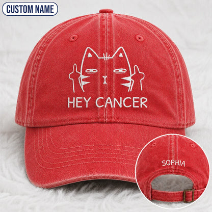 Personalized Sassy Cat Embroidered Washed Cap, Awareness Gift