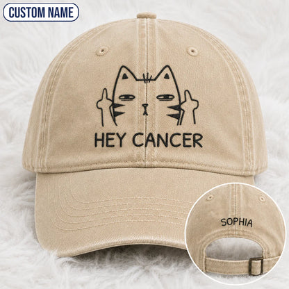 Personalized Sassy Cat Embroidered Washed Cap, Awareness Gift