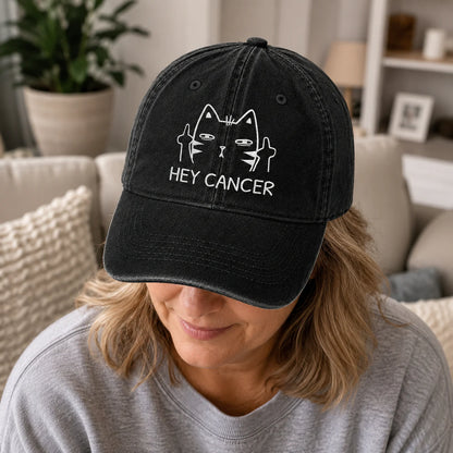 Personalized Sassy Cat Embroidered Washed Cap, Awareness Gift
