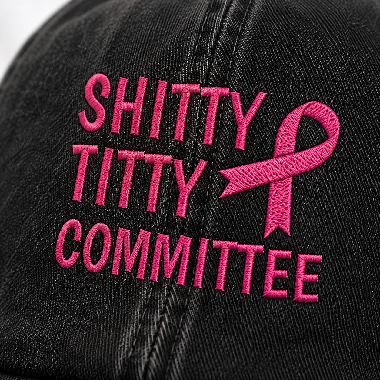 Personalized Pink Ribbon Committee Embroidered Washed Cap, Awareness Gift