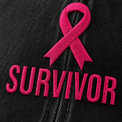 Personalized Survivor Pink Ribbon Embroidered Washed Cap, Awareness Gift