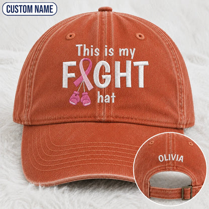 Personalized This Is My Fight Hat Pink Ribbon Embroidered Washed Cap, Awareness Gift